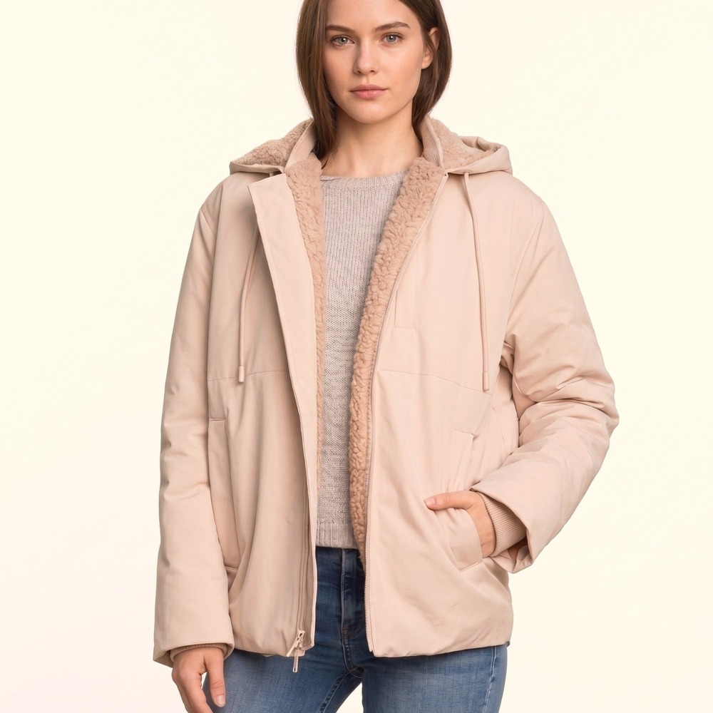 VINCE QUILTED FAUX SHEARLING WOMEN JACKET SIZE  S